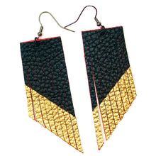 Black and Red Fringe Earrings - Gold Paint