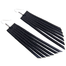 Black Leather Fringe Earrings