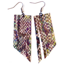 Iridescent Snake Print Fringe Earrings