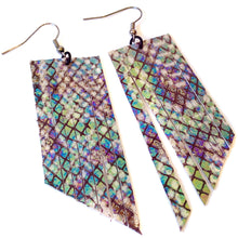 Iridescent Snake Print Fringe Earrings