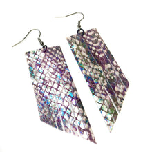 Iridescent Snake Print Fringe Earrings