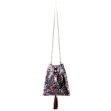 Metallic Pink Leopard Drawstring Crossbody Bag