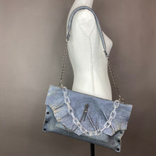 Metallic Denim Leather Cindy Bag
