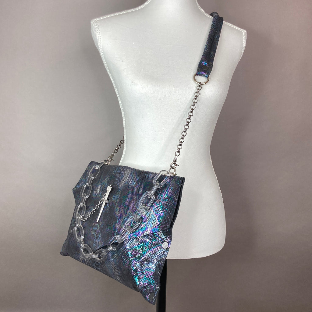 Black Iridescent Snakeprint Cindy Bag – Leather Couture by Jessica