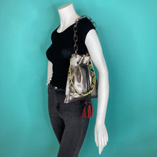 Silver Gunmetal Drawstring Bag