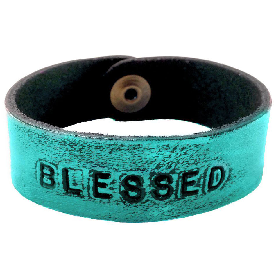 BLESSED Stamped Bracelet -Turquoise