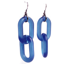 Blue Frost Acrylic Chain 2 Link Earrings