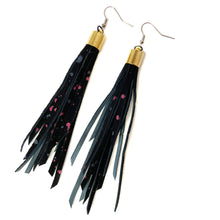 Black Glitter Splatter Tassel Earrings