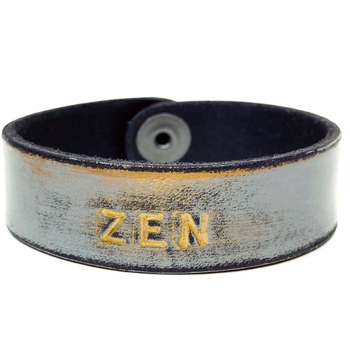 ZEN Stamped Bracelet - Distressed Grey/Gold