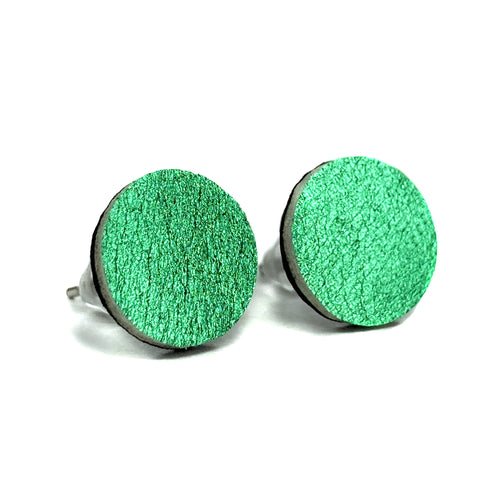 Emerald Leather Stud Earrings
