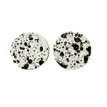 Black/ White Splatter Leather Stud Earrings
