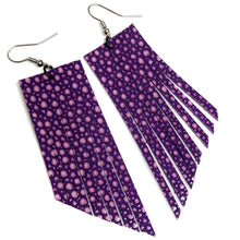 Purple Stingray Print Fringe Earrings
