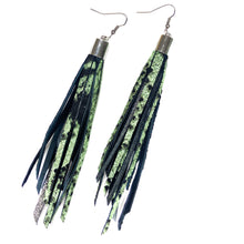 Metallic Jade Brocade Tassel Earrings
