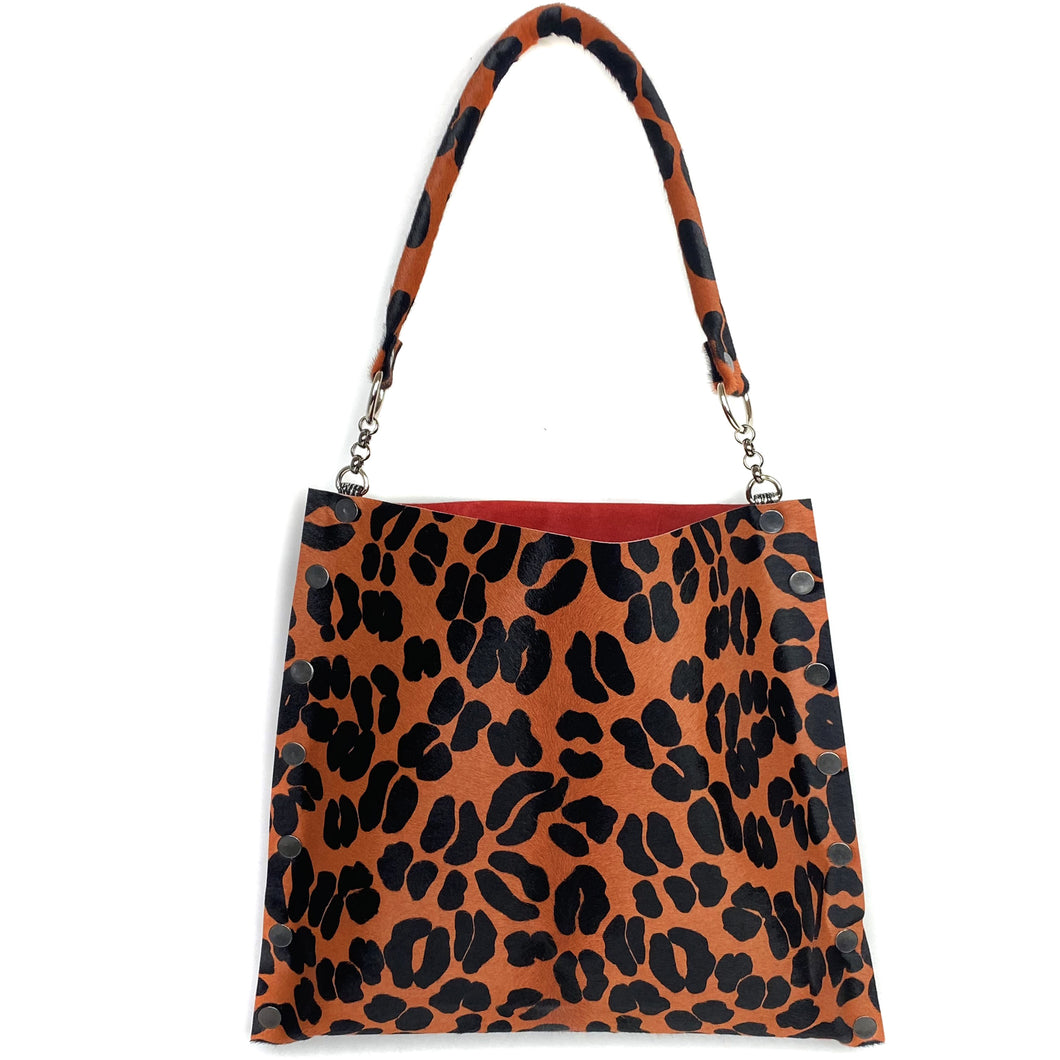 Hair on Large Tote White and Black Cheetah