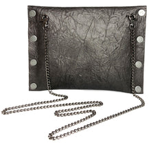 Pewter Crinkle Leather Dagger Clutch