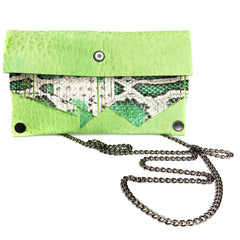 Seafoam Green snake-print Fringe Mini Clutch (wallet)