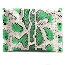 Seafoam Green snake-print Studded Clutch