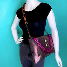 Metallic Rose Leather "Cindy" Crossbody bag