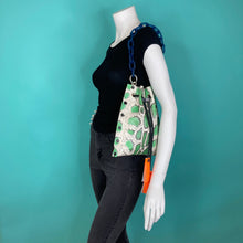 Seafoam Green Snakeprint leather Drawstring Crossbody Bag