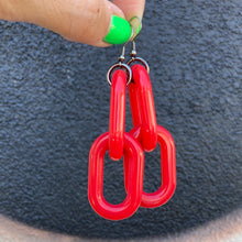Cherry Red Acrylic Chain 2 Link Earrings