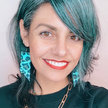 Turquoise Leopard Print Fringe Earrings