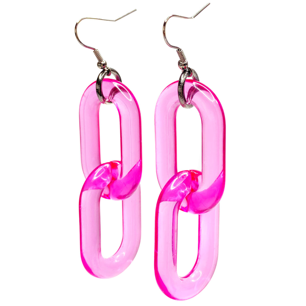 Pink Acrylic 2 Link Earrings